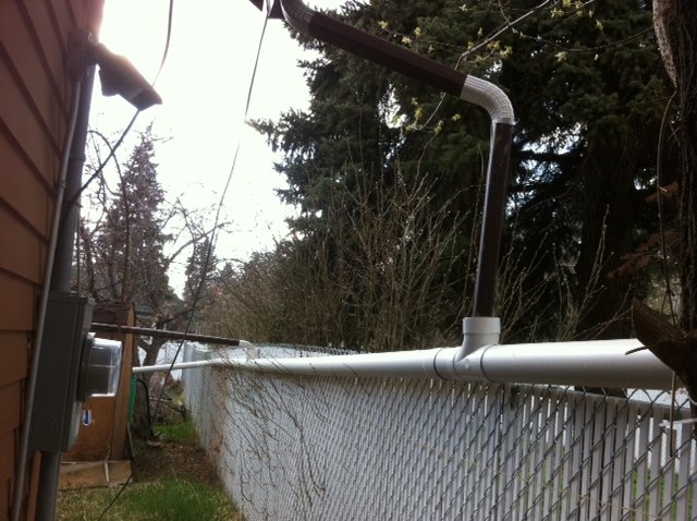 eavestroughs empty into PVC Pipe